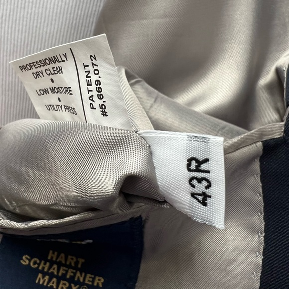 Hart Schaffner Marx Navy Gold/Bronze 2-Button 43R Blazer Jacket Vintage Coat - Picture 7 of 7
